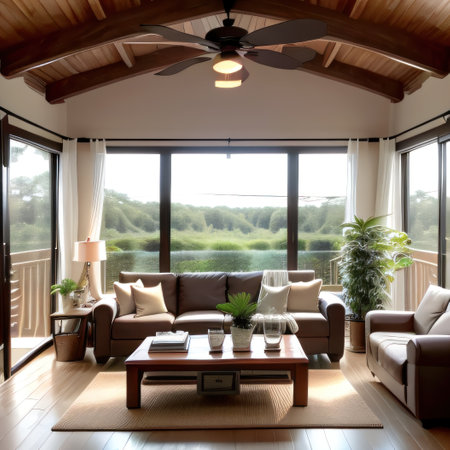 Sustainable Farmhouse Modern Living Room Interior With Stylish Coffeeの素材