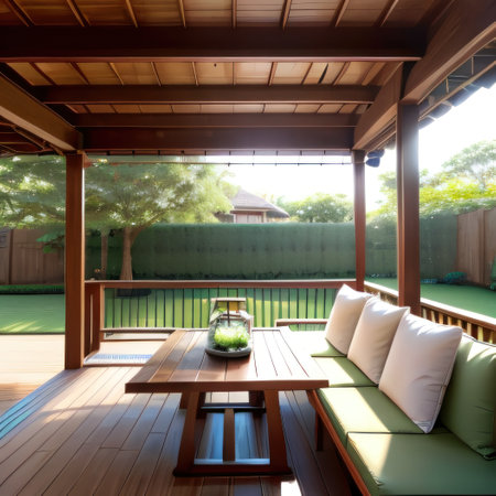 backyard space wooden architecture deck patio floor rest patio furnitureの素材