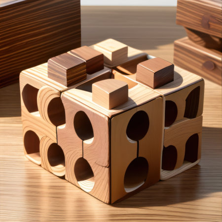 Wooden cubes background squareの素材
