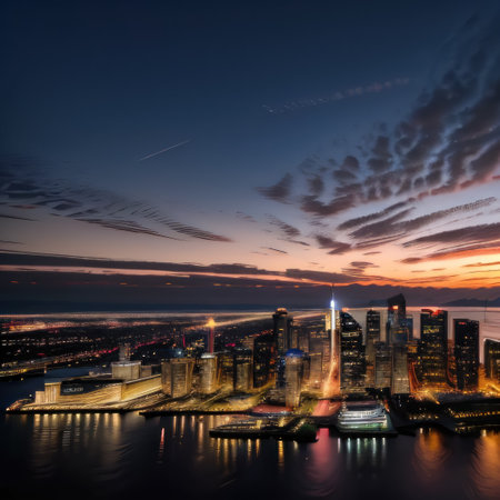 city skyline at sunsetの素材