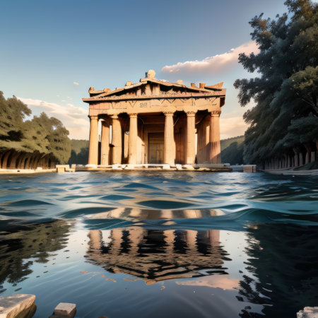 The ry of a bank submerged in water captures the dire consequences of aの素材