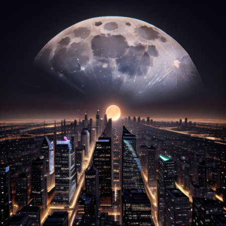 Concept of a city skyline at nightの素材