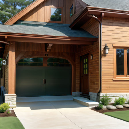 Visionary Double Garage Natural Stone Embellishments in a Brand New Houseの素材