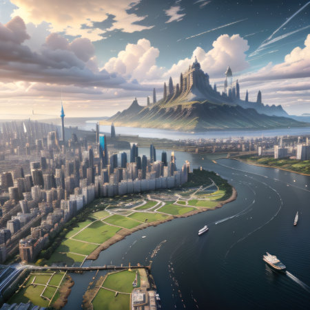 A scenery from the future realistic high detail The Majestic Realm ofの素材