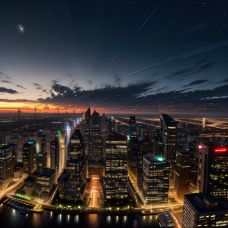 city skyline at nightの素材