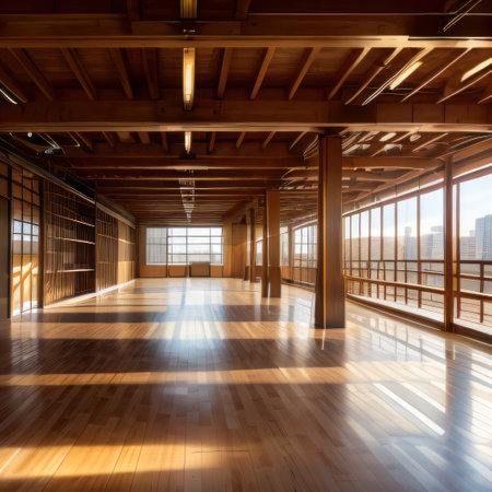 Building under wooden golden abstract minimalism styleの素材