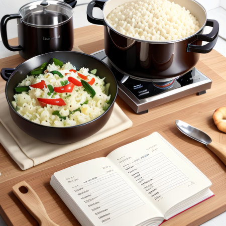 Cooking concept template Open a blank cookbook with copy space andの素材