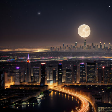 Concept of a city skyline at nightの素材