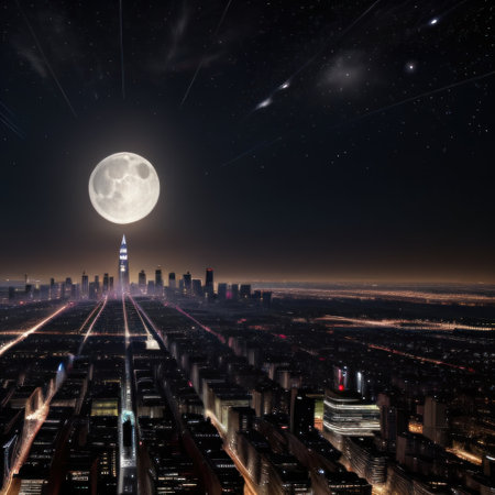 Concept of a city skyline at nightの素材