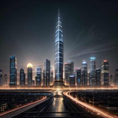 Digital of a city withの素材