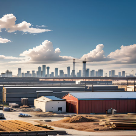 Construction site cranes and houses isolated on AIの素材