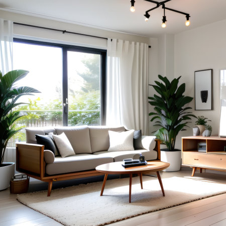 modern living room with leatcouchの素材