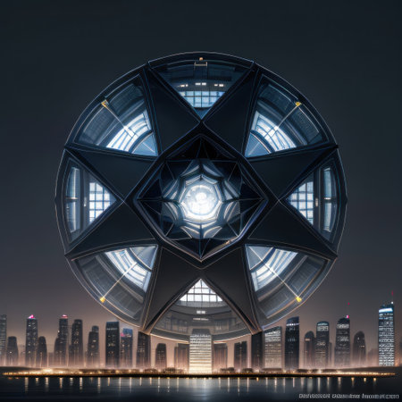 Futuristic building exterior with Modern architecture with geometricalの素材