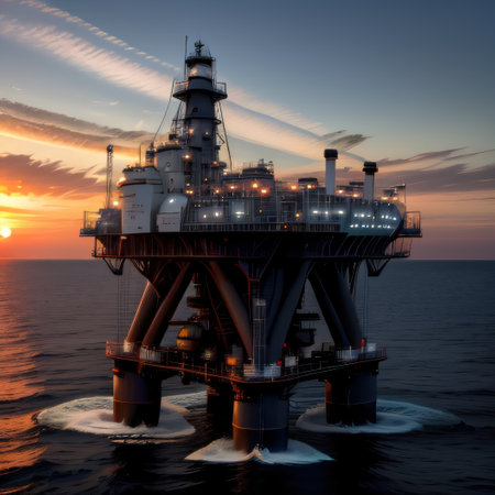 Oil and Gas platform in the middle of the seOffshore jack up rig on theの素材
