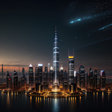 Digital of a city withの素材