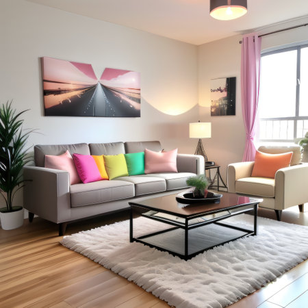 Modern multicolored living room aiの素材