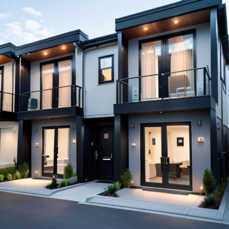 Modern modular private black Residential architecture Background for ofの素材