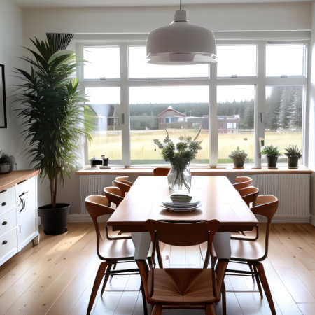 A living room of a beautiful bright modern Scandinavian style house withの素材