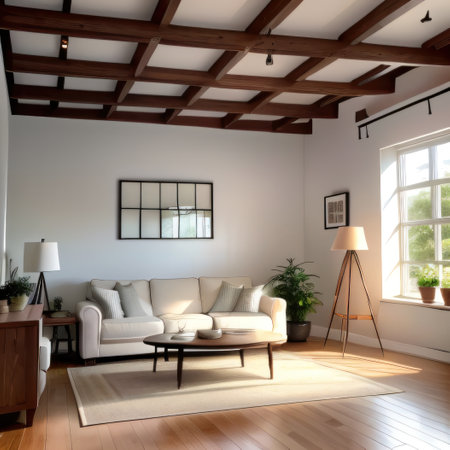 Farmhouse living room interior wall renderの素材