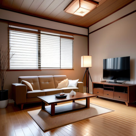 An empty picture frame in a modern and minimalist style living room withの素材