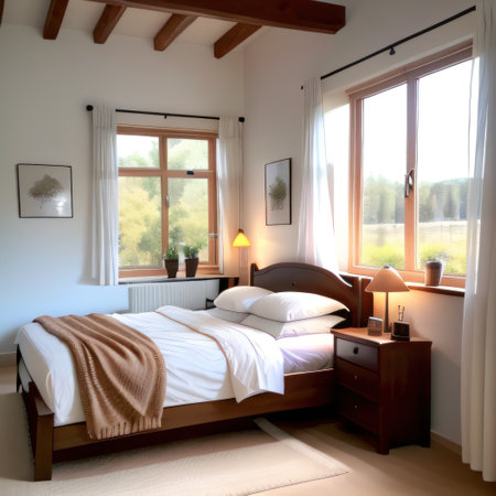 Amazing beutodaul natural Scandinavian modern boho primary bedroom withの素材