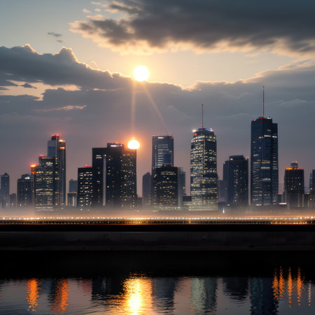 city skyline silhouetteの素材