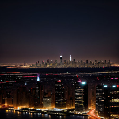 New York City skyline with skyscrapers atの素材
