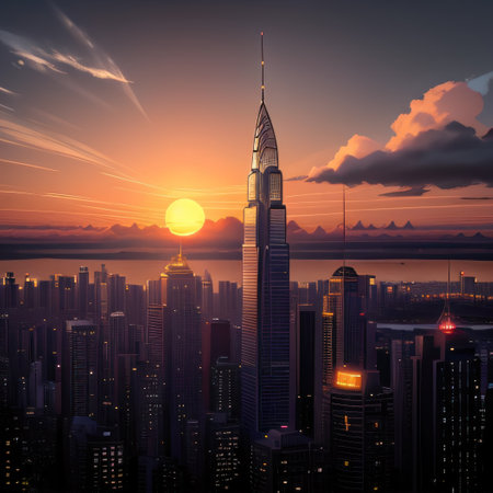 sunrise over the cityの素材