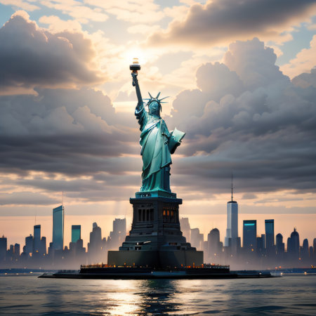 New York and The Trade Center skyline inの素材