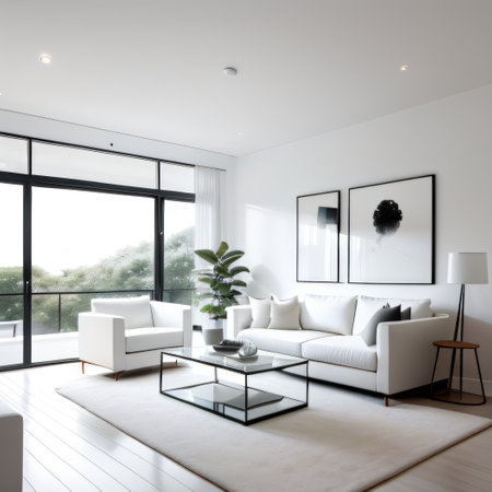 White living room with armchair and space forの素材