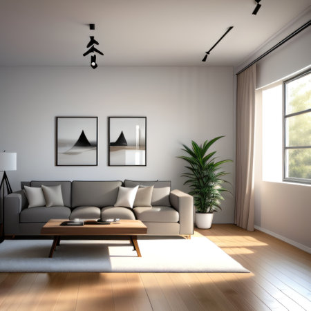 Luxurious minimalist living room with modern furnitureの素材