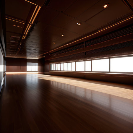 Empty geometrical Room in Brown Colors with beautiful Futuristicの素材