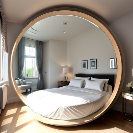 Contemporary bedroom with chic circularの素材