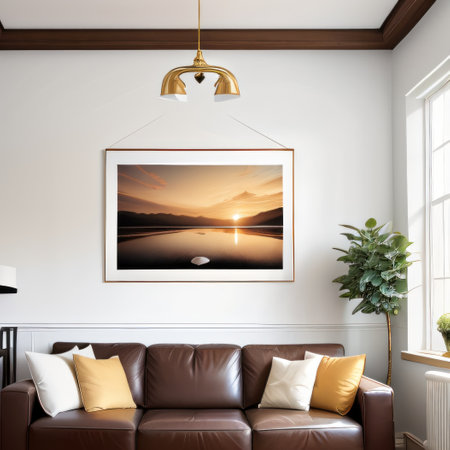 poster frame on the wall of the living Luxury living room poster frameの素材