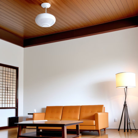 An empty picture frame in a modern and minimalist style living room withの素材