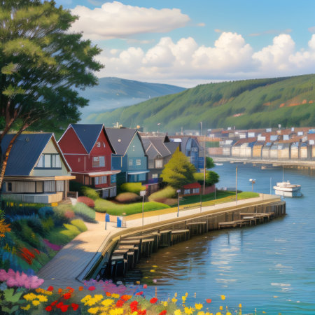 Houses Near Sea during Daytime impressionism expressionist style oilの素材