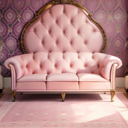 light pastel pink diamond tufted upholstery backgroundの素材