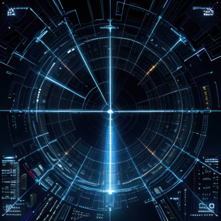 Data flow chart over big cityの素材