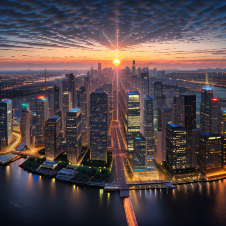 city skyline at sunsetの素材