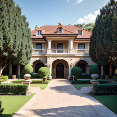 Large luxury mansion with beautiful classic The luxurious home has scenicの素材