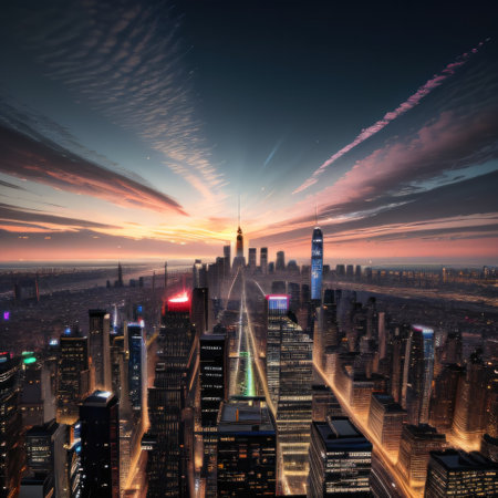 abstract colorful style of a metropolis panoramaの素材