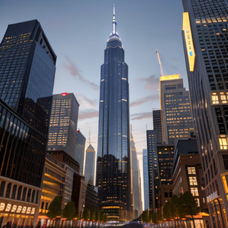 Architectural elegance at capturing sleek modern skyscraper details withの素材