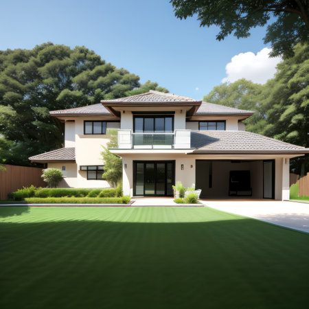 modern house with gardenの素材