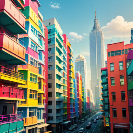Colorful urban architectural complexの素材