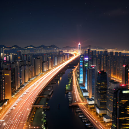 The hustle and Time lapse inspired city streams oflights under the energyの素材