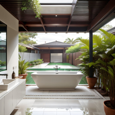 Luxury modern design indoor outdoor bathroom withの素材