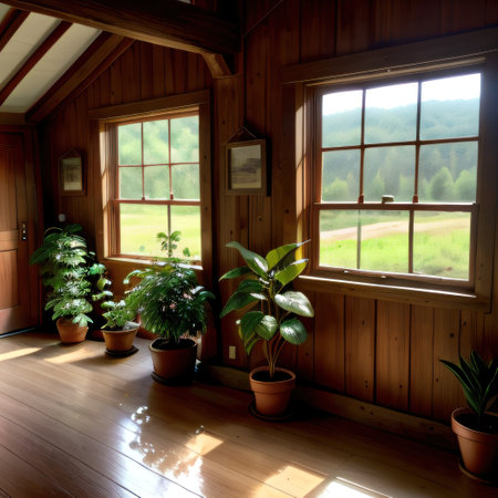 a rural house set back from theの素材