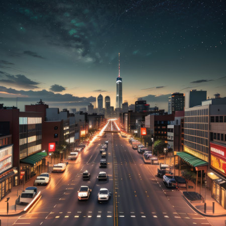 Road and highway with buildings skyline Design of land and city isolatedの素材
