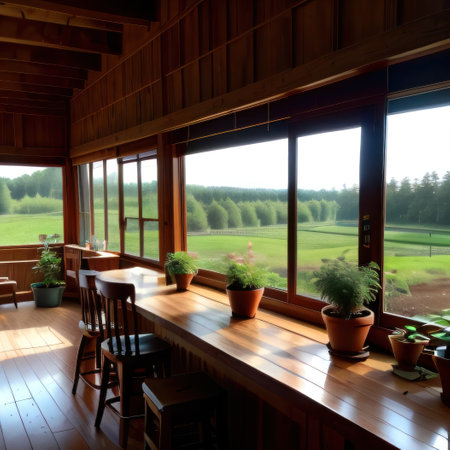 a rural house set back from theの素材