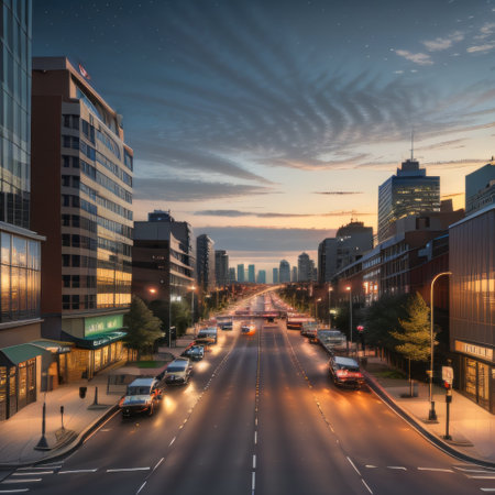 Road and highway with buildings skyline Design of land and city isolatedの素材